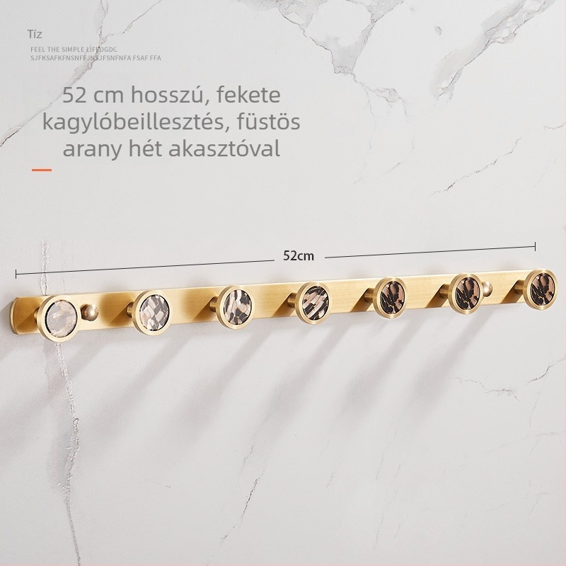 Fürdőszobai falra szerelhető fogas, réz anyag, sárgaréz drótvégzés felület, Ming Francium, 420 g, light luxury stílus