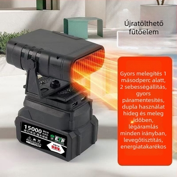 Háromkerekű járműre szerelt akkumulátoros lítium-ion ventilátor, vezeték nélküli meleg levegő fűtő, ablaktisztító/defogger