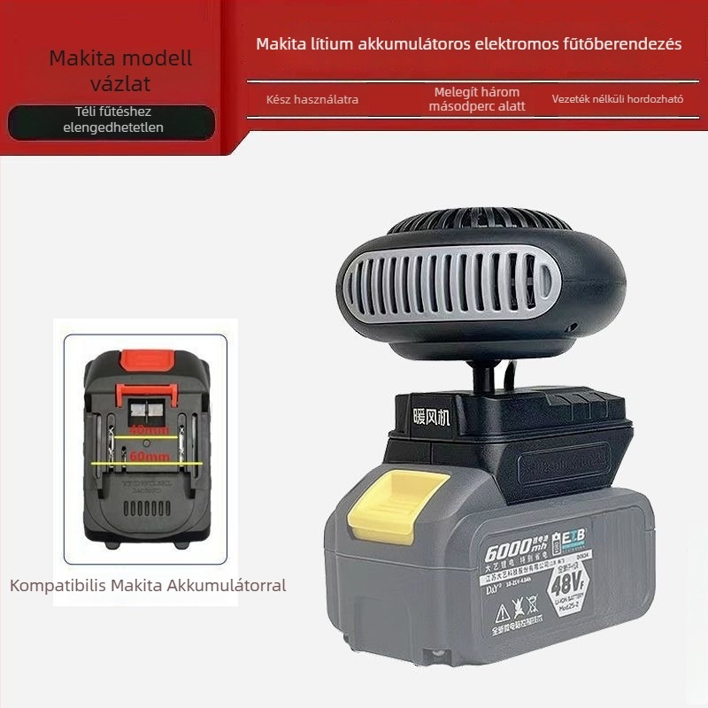 Háromkerekű járműre szerelt akkumulátoros lítium-ion ventilátor, vezeték nélküli meleg levegő fűtő, ablaktisztító/defogger