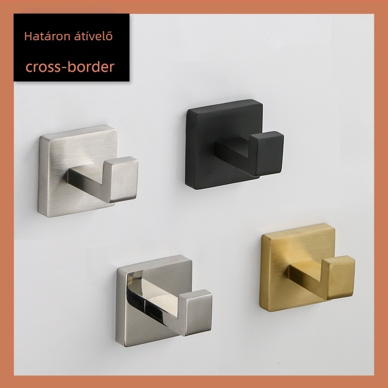 Rozsdamentes acél vállfa, falra szerelhető fürdőszobai kiegészítő, 5 kg teherbírás, csiszolt felület, modern minimalista dizájn