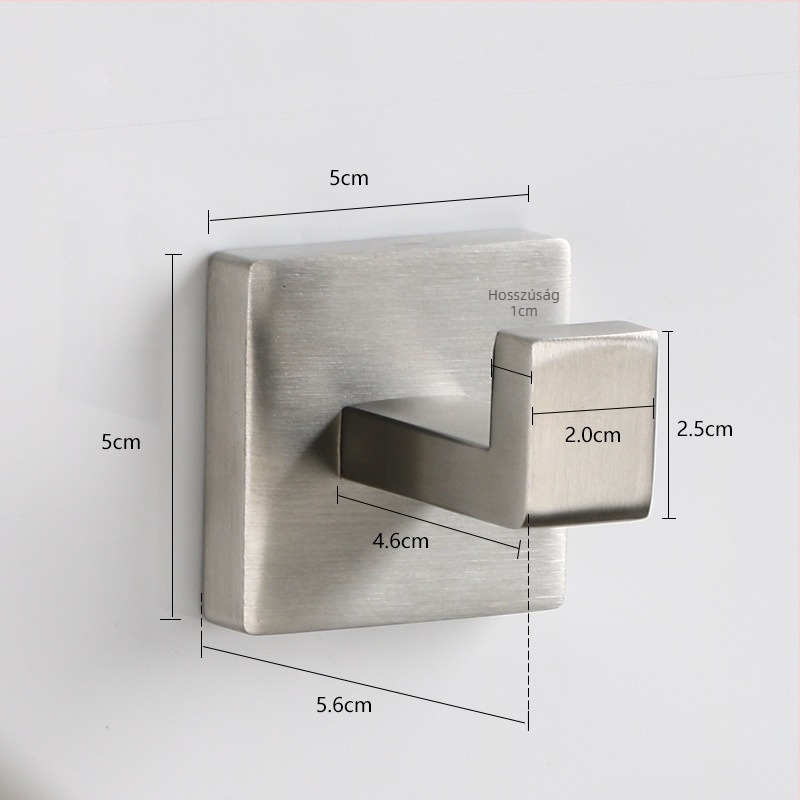Rozsdamentes acél vállfa, falra szerelhető fürdőszobai kiegészítő, 5 kg teherbírás, csiszolt felület, modern minimalista dizájn