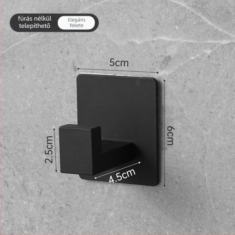 Rozsdamentes acél vállfa, falra szerelhető fürdőszobai kiegészítő, 5 kg teherbírás, csiszolt felület, modern minimalista dizájn