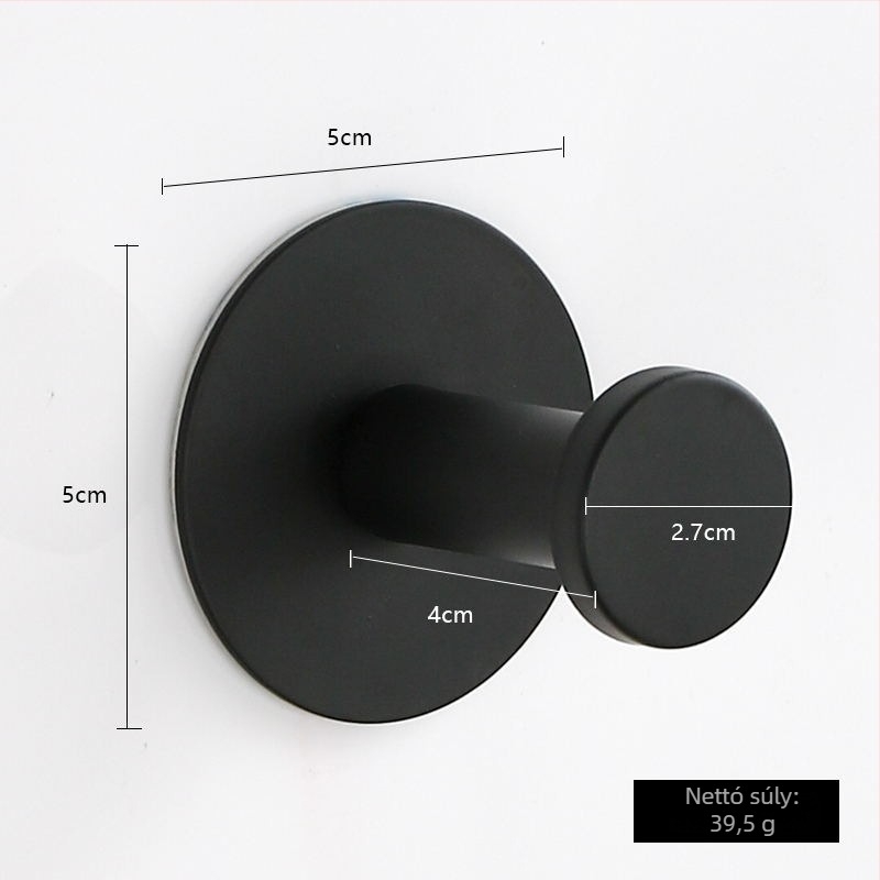 Rozsdamentes acél vállfa, falra szerelhető fürdőszobai kiegészítő, 5 kg teherbírás, csiszolt felület, modern minimalista dizájn