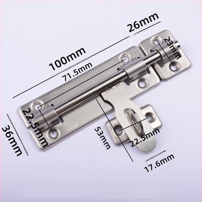 Rozsdamentes acél ajtózár, típus butterfly latch, felületre szerelt, modern minimalista stílus, csiszolt felület