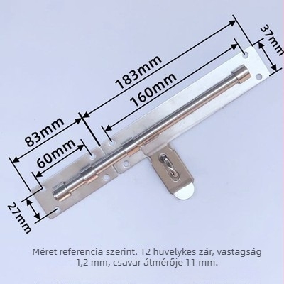 Rozsdamentes acél ajtózár, típus butterfly latch, felületre szerelt, modern minimalista stílus, csiszolt felület