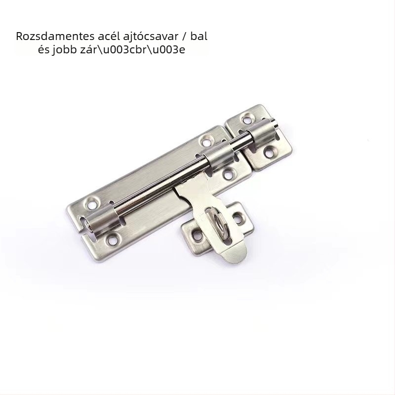 Rozsdamentes acél ajtózár, típus butterfly latch, felületre szerelt, modern minimalista stílus, csiszolt felület