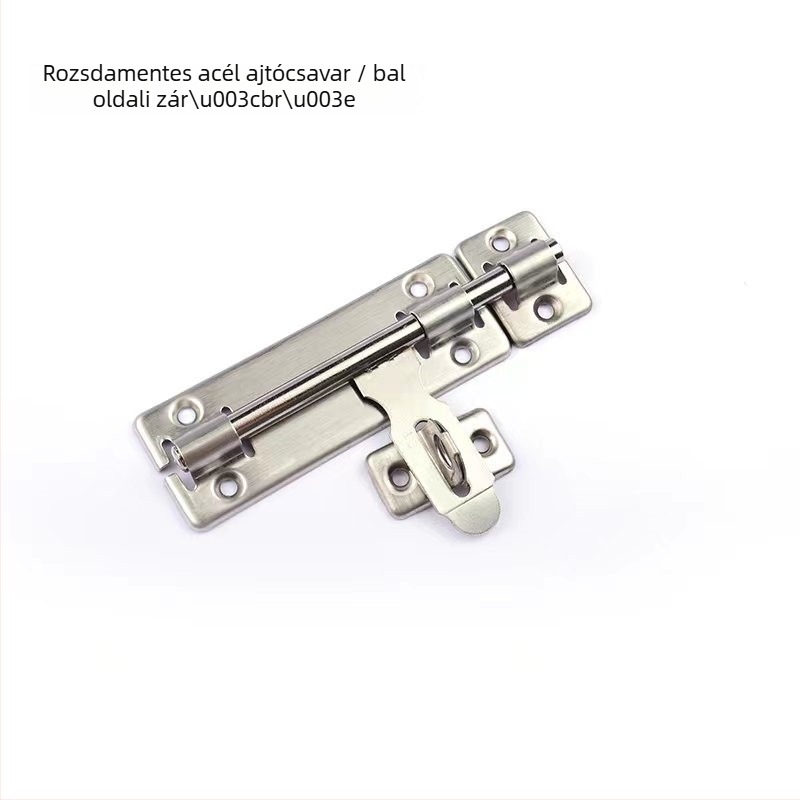 Rozsdamentes acél ajtózár, típus butterfly latch, felületre szerelt, modern minimalista stílus, csiszolt felület