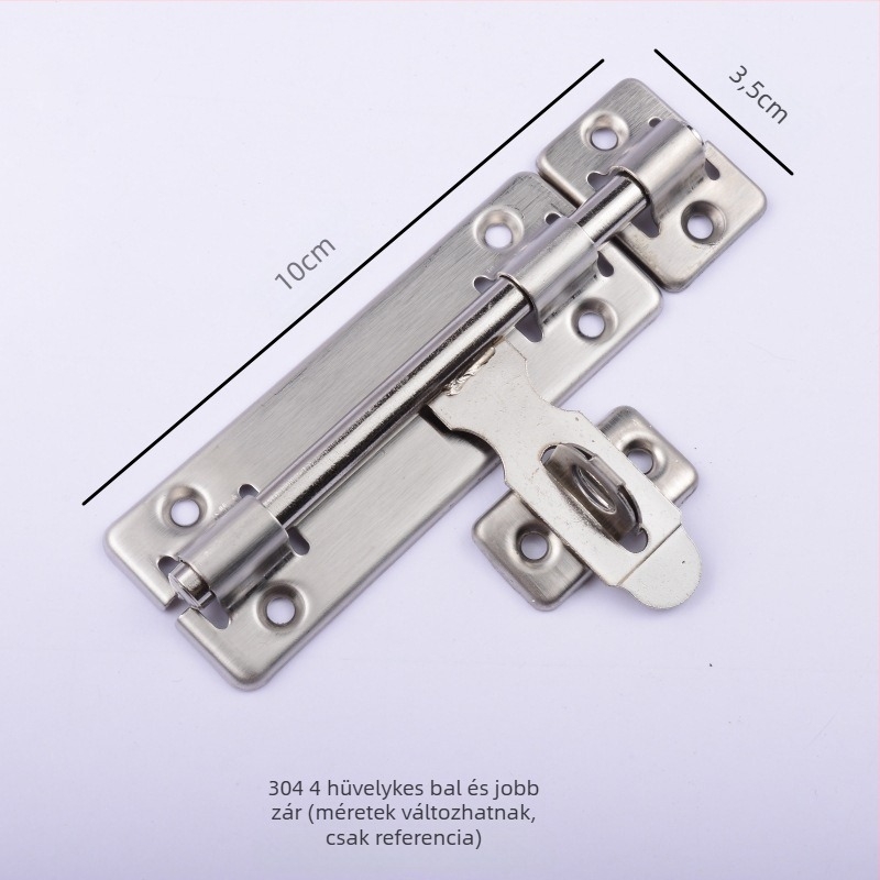 Rozsdamentes acél ajtózár, típus butterfly latch, felületre szerelt, modern minimalista stílus, csiszolt felület