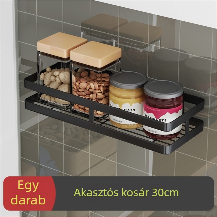 Rozsdamentes acél falra szerelhető konyhai állvány kés tartóval, vágódeszka és fedő tárolással – 1 szint, Modell AQ-221