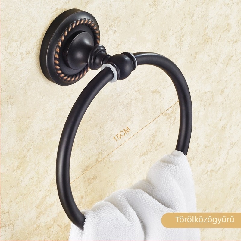 Réz törölközőtartó készlet, kefézett felülettel, csúszásmentes, perforált szerelés