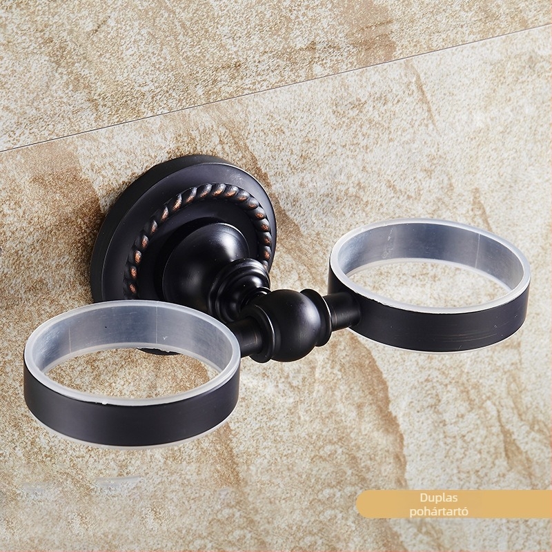 Réz törölközőtartó készlet, kefézett felülettel, csúszásmentes, perforált szerelés