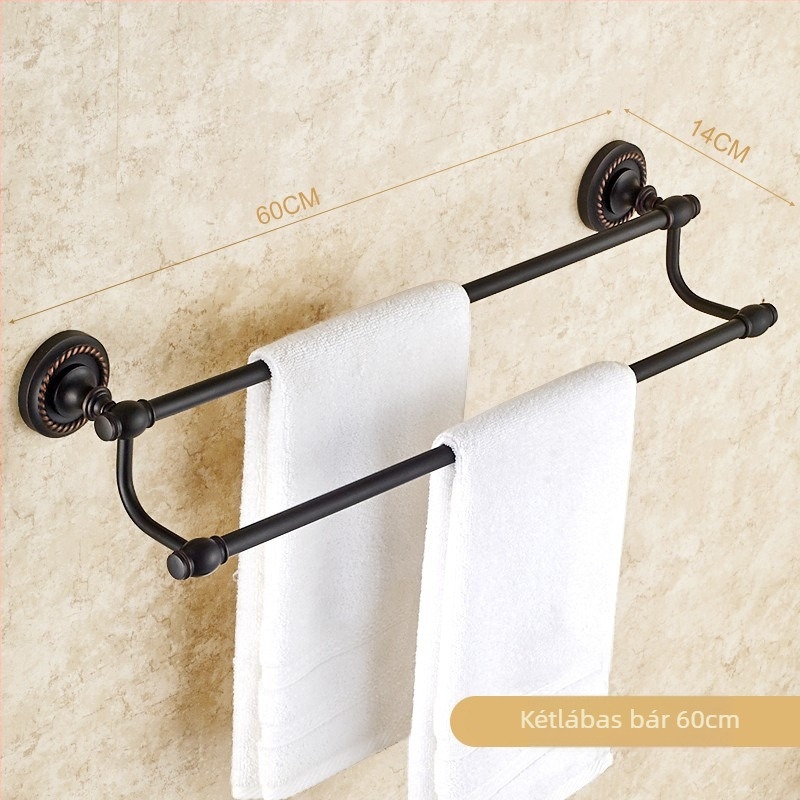 Réz törölközőtartó készlet, kefézett felülettel, csúszásmentes, perforált szerelés