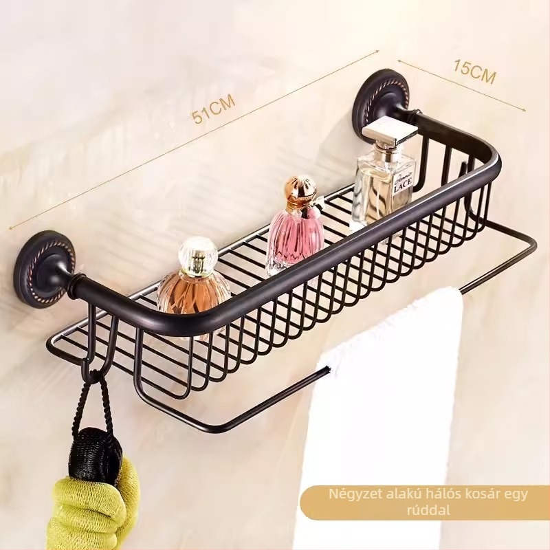 Réz törölközőtartó készlet, kefézett felülettel, csúszásmentes, perforált szerelés