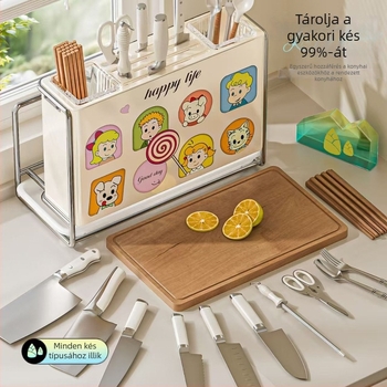 Konyhai késtartó – falra szerelhető, összeszerelés nélkül, szénacél, ZN márka