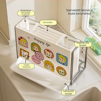 Konyhai késtartó – falra szerelhető, összeszerelés nélkül, szénacél, ZN márka