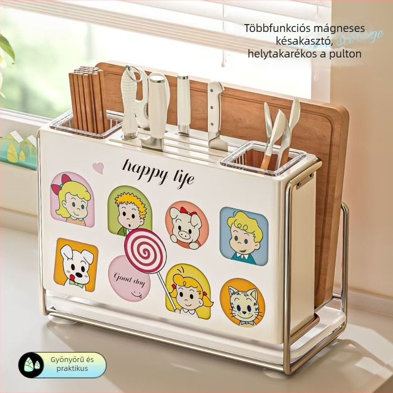 Konyhai késtartó – falra szerelhető, összeszerelés nélkül, szénacél, ZN márka