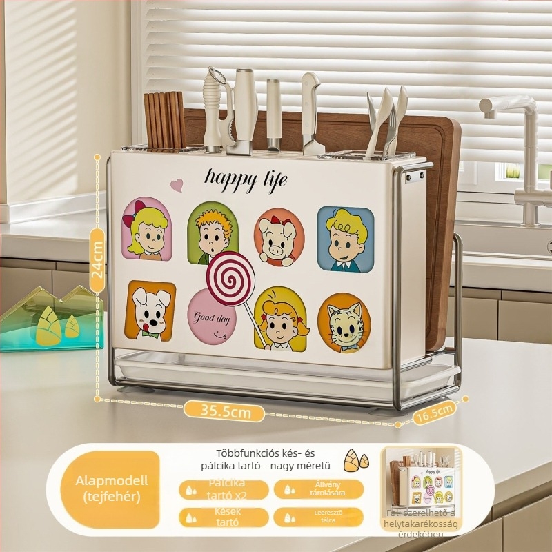 Konyhai késtartó – falra szerelhető, összeszerelés nélkül, szénacél, ZN márka