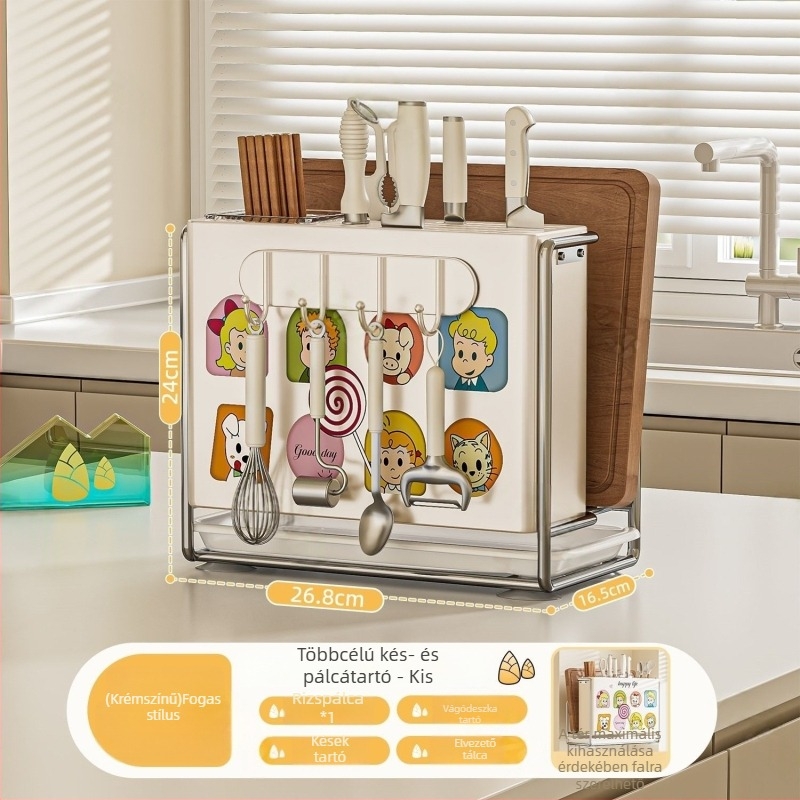 Konyhai késtartó – falra szerelhető, összeszerelés nélkül, szénacél, ZN márka