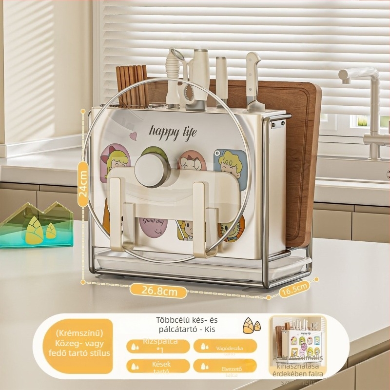 Konyhai késtartó – falra szerelhető, összeszerelés nélkül, szénacél, ZN márka