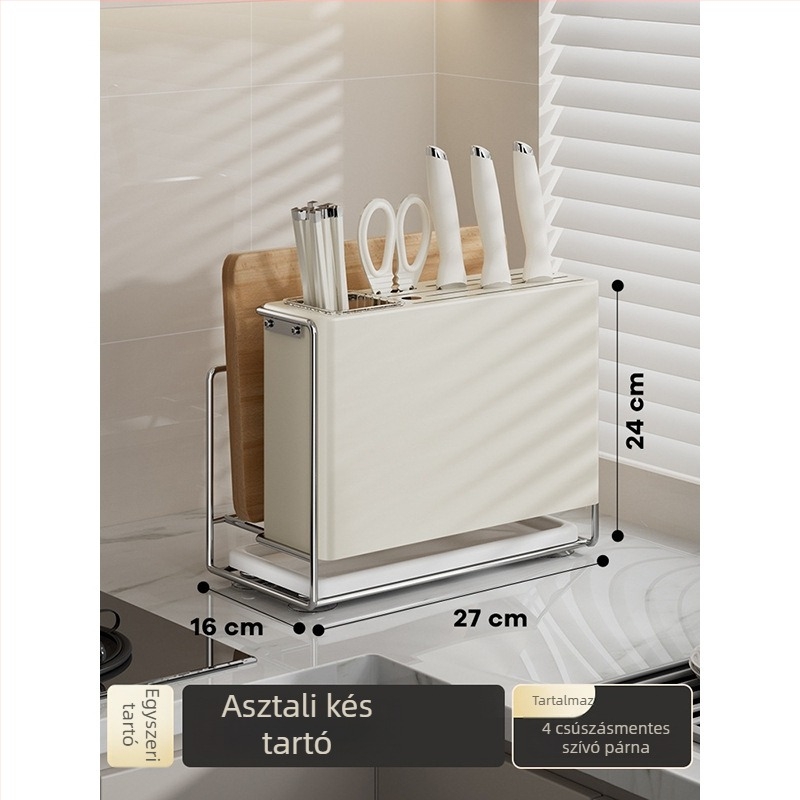 Konyhai késtartó – falra szerelhető, összeszerelés nélkül, szénacél, ZN márka