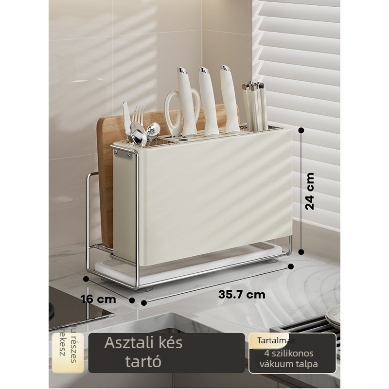 Konyhai késtartó – falra szerelhető, összeszerelés nélkül, szénacél, ZN márka