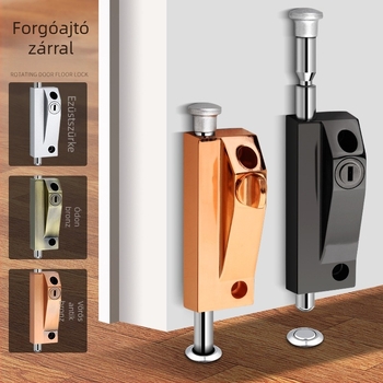 Forgóajtó-zár, alumínium ötvözet, keretes ajtó, Knob Key modell, elektroplatinált bevonat