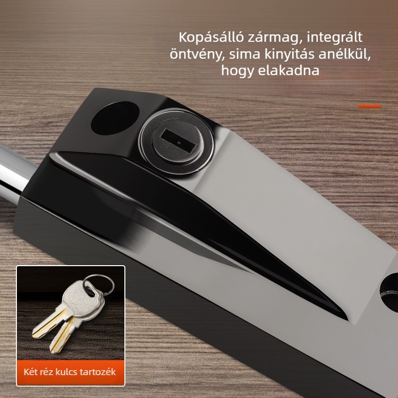 Forgóajtó-zár, alumínium ötvözet, keretes ajtó, Knob Key modell, elektroplatinált bevonat