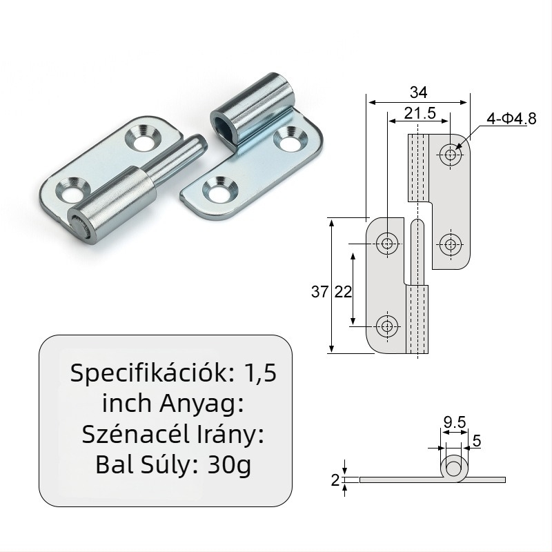 Leválasztható csukló szekrényekhez — sík, ipari összecsukható hardver, 304 rozsdamentes acél, 2 mm vastagság, elektroplattolt felület