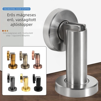Rozsdamentes acél ajtó stopper, modell 189, falra szerelt, automata, megnövelt magasság, anyag: 304/201 rozsdamentes acél