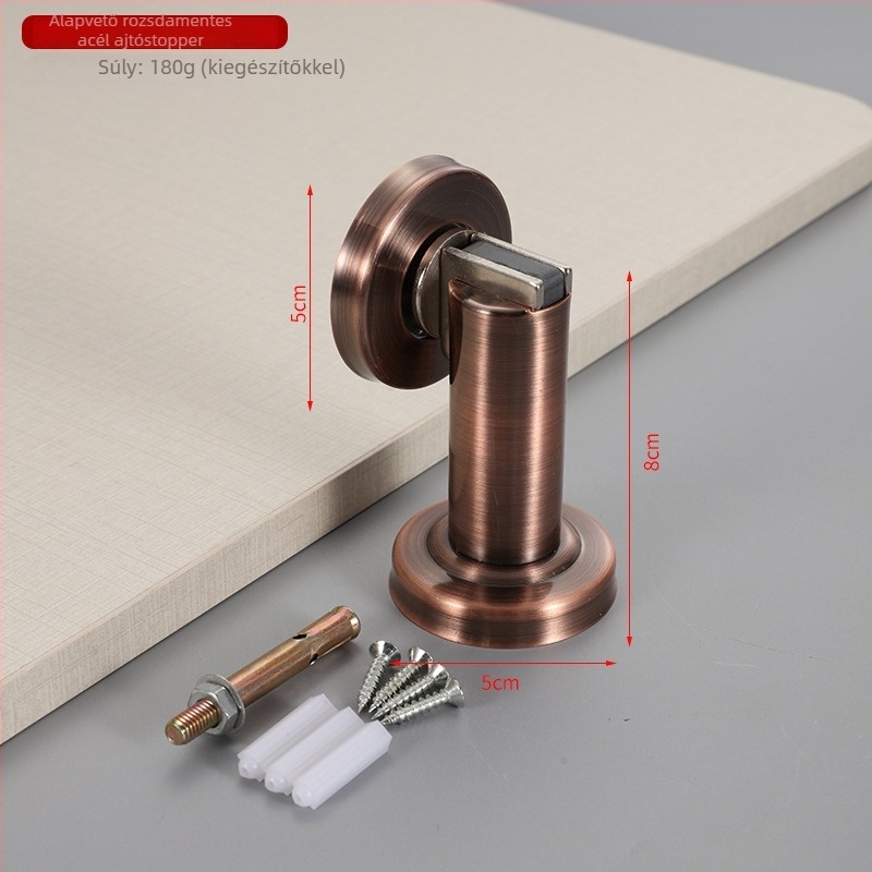 Rozsdamentes acél ajtó stopper, modell 189, falra szerelt, automata, megnövelt magasság, anyag: 304/201 rozsdamentes acél