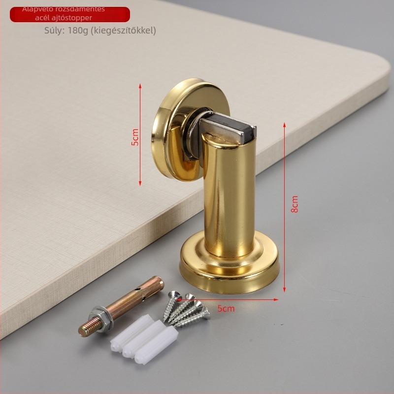 Rozsdamentes acél ajtó stopper, modell 189, falra szerelt, automata, megnövelt magasság, anyag: 304/201 rozsdamentes acél