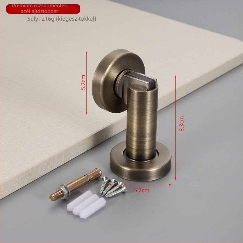 Rozsdamentes acél ajtó stopper, modell 189, falra szerelt, automata, megnövelt magasság, anyag: 304/201 rozsdamentes acél