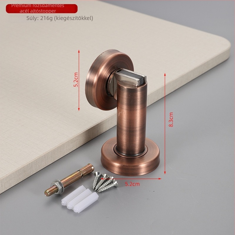 Rozsdamentes acél ajtó stopper, modell 189, falra szerelt, automata, megnövelt magasság, anyag: 304/201 rozsdamentes acél