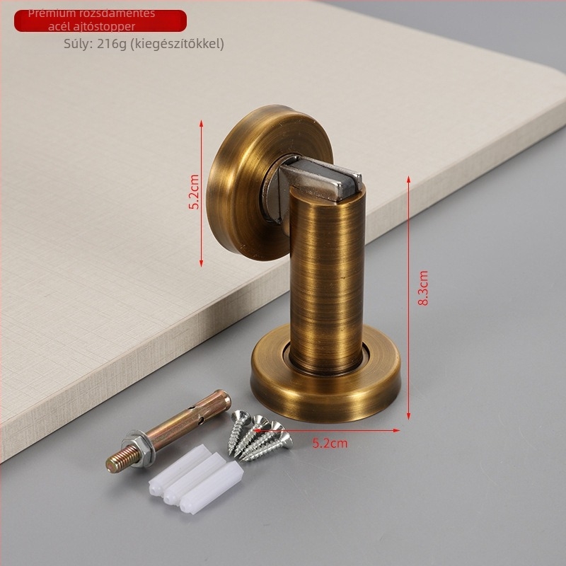 Rozsdamentes acél ajtó stopper, modell 189, falra szerelt, automata, megnövelt magasság, anyag: 304/201 rozsdamentes acél