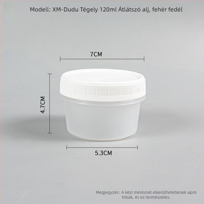 Élelmiszerbiztonságos egyszer használatos ebédes doboz fedéllel, kerek alak, PP anyag, mikrosütőben használható, fagyasztásra alkalmas.