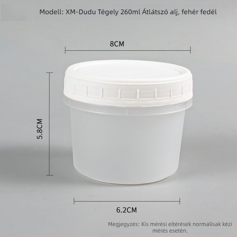 Élelmiszerbiztonságos egyszer használatos ebédes doboz fedéllel, kerek alak, PP anyag, mikrosütőben használható, fagyasztásra alkalmas.