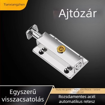 Automata rugós ajtózár Type A, rozsdamentes acél, csiszolt felület, modern minimalista stílus, alkalmas bútorokhoz