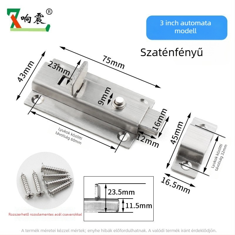 Automata rugós ajtózár Type A, rozsdamentes acél, csiszolt felület, modern minimalista stílus, alkalmas bútorokhoz