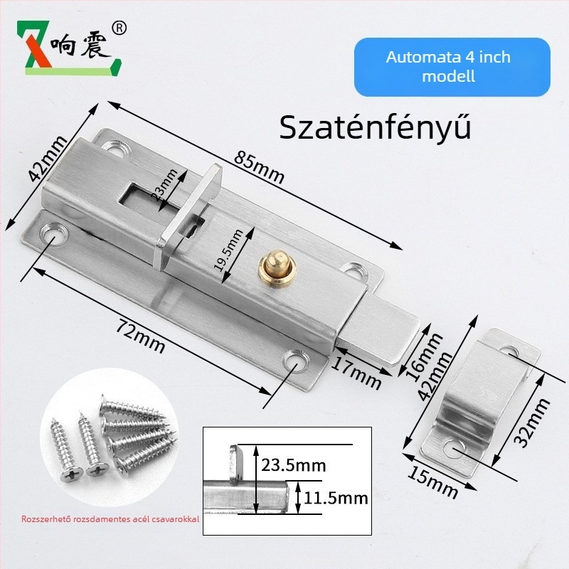 Automata rugós ajtózár Type A, rozsdamentes acél, csiszolt felület, modern minimalista stílus, alkalmas bútorokhoz
