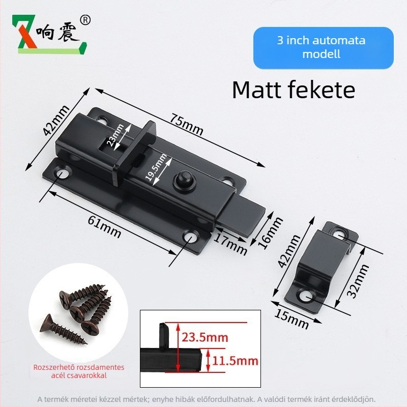 Automata rugós ajtózár Type A, rozsdamentes acél, csiszolt felület, modern minimalista stílus, alkalmas bútorokhoz