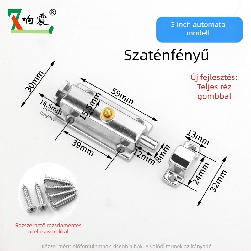 Automata rugós ajtózár Type A, rozsdamentes acél, csiszolt felület, modern minimalista stílus, alkalmas bútorokhoz
