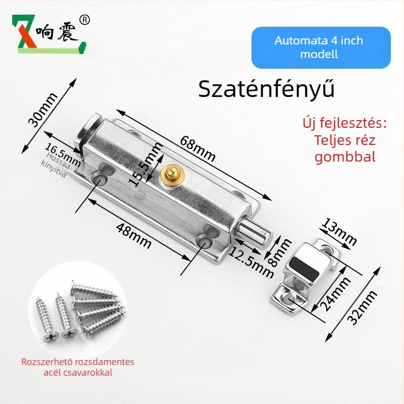 Automata rugós ajtózár Type A, rozsdamentes acél, csiszolt felület, modern minimalista stílus, alkalmas bútorokhoz