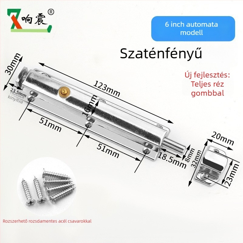 Automata rugós ajtózár Type A, rozsdamentes acél, csiszolt felület, modern minimalista stílus, alkalmas bútorokhoz