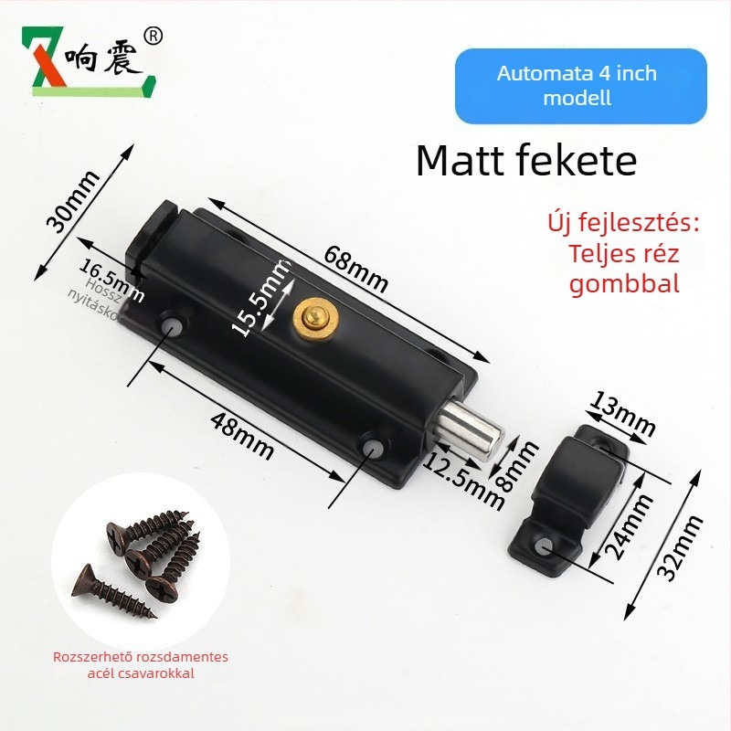 Automata rugós ajtózár Type A, rozsdamentes acél, csiszolt felület, modern minimalista stílus, alkalmas bútorokhoz