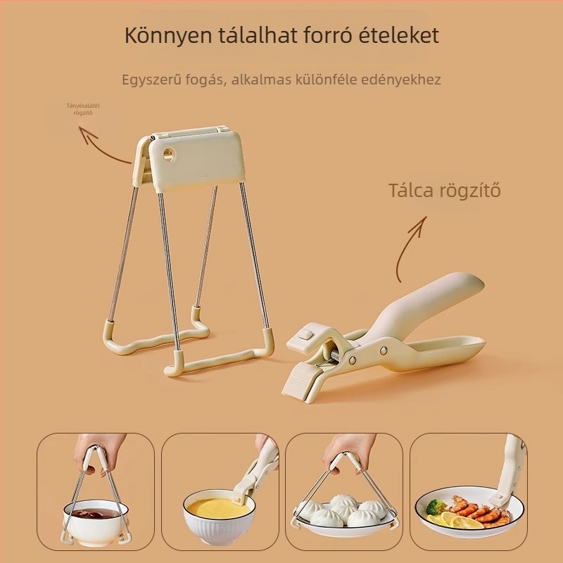 Forróság elleni rozsdamentes acél tálklipsz – csúszásmentes tartó tányérokhoz és párolt ételekhez