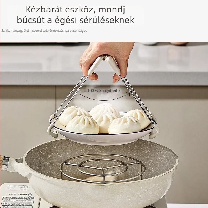 Forróság elleni rozsdamentes acél tálklipsz – csúszásmentes tartó tányérokhoz és párolt ételekhez