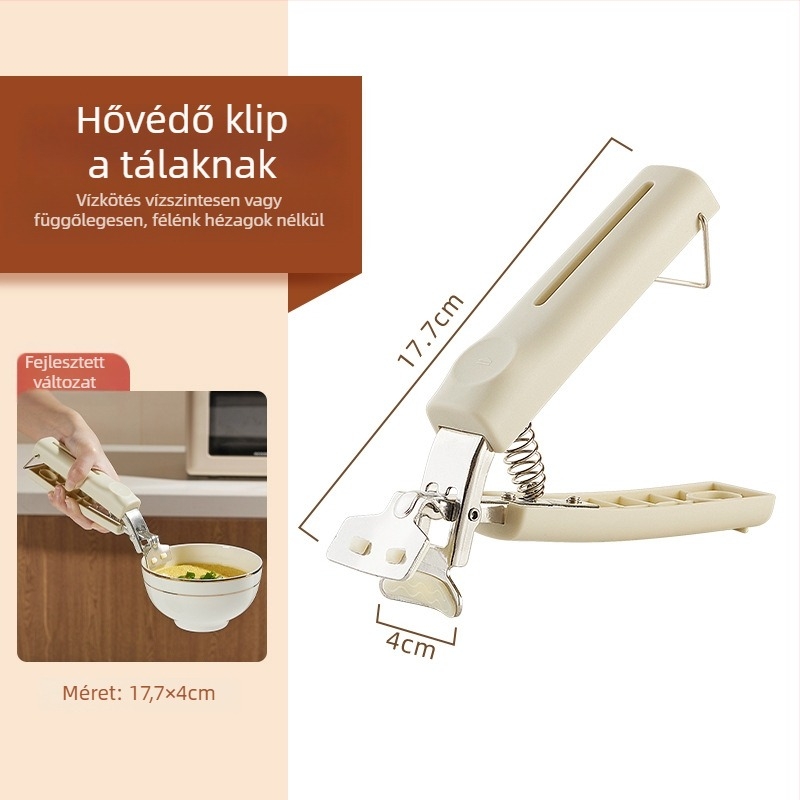 Forróság elleni rozsdamentes acél tálklipsz – csúszásmentes tartó tányérokhoz és párolt ételekhez