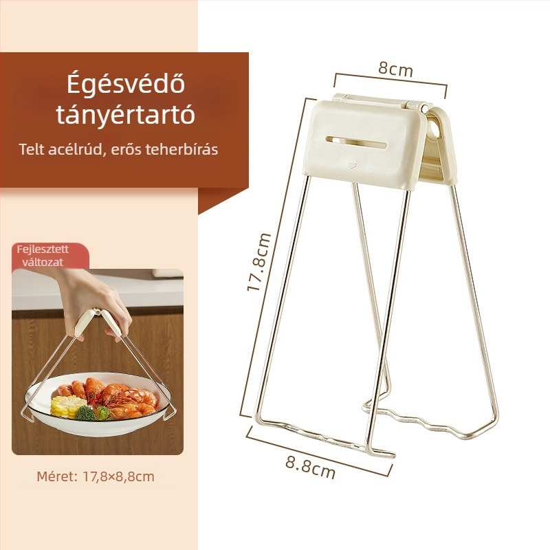 Forróság elleni rozsdamentes acél tálklipsz – csúszásmentes tartó tányérokhoz és párolt ételekhez