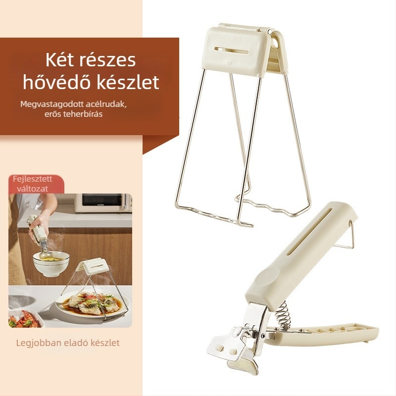 Forróság elleni rozsdamentes acél tálklipsz – csúszásmentes tartó tányérokhoz és párolt ételekhez