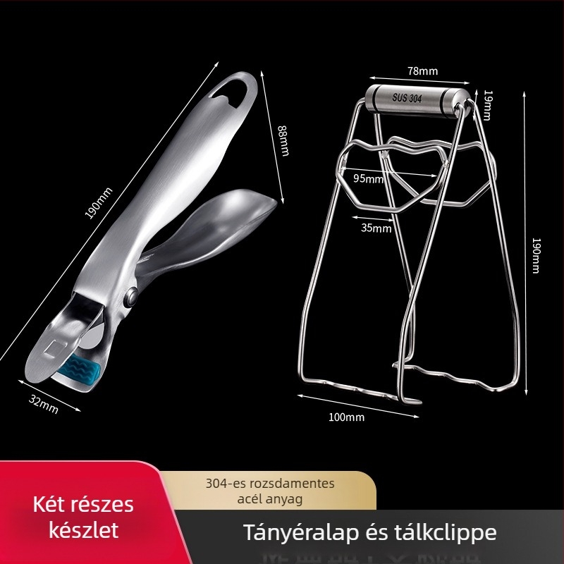 Forróság elleni rozsdamentes acél tálklipsz – csúszásmentes tartó tányérokhoz és párolt ételekhez